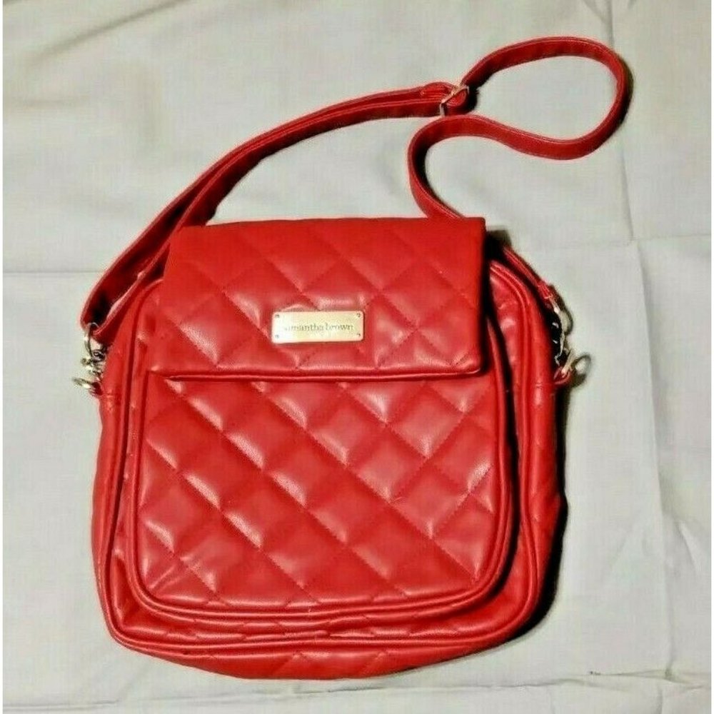 Samantha Brown Quilted Crossbody Bag with Adjustable Strap